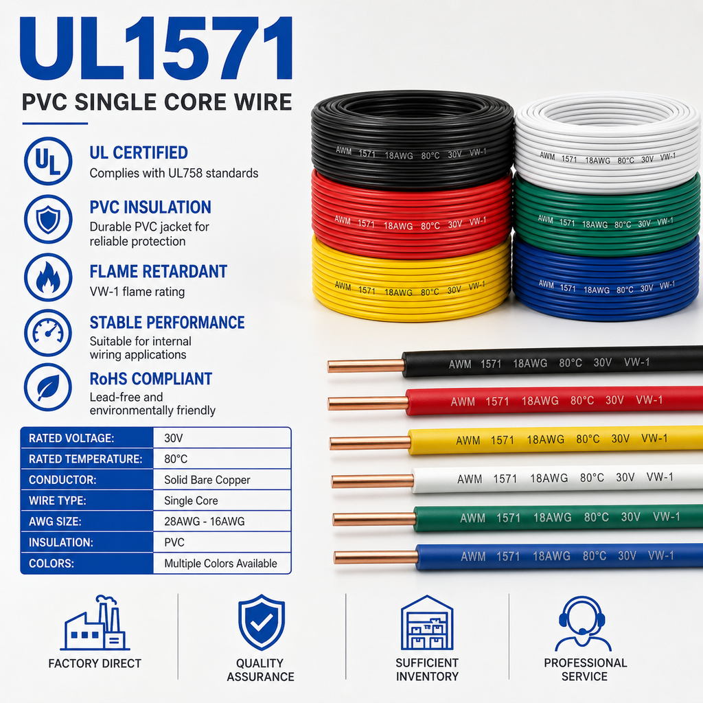 UL1571 Hook-Up Wire,28awg,Single Conductor With PVC Insulation