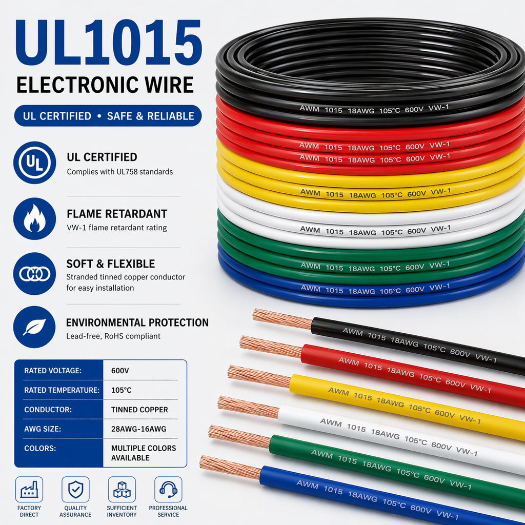 UL1015 Hook-Up Wire, PVC Insulated,105℃, 600V, 10Awg Lead Wire